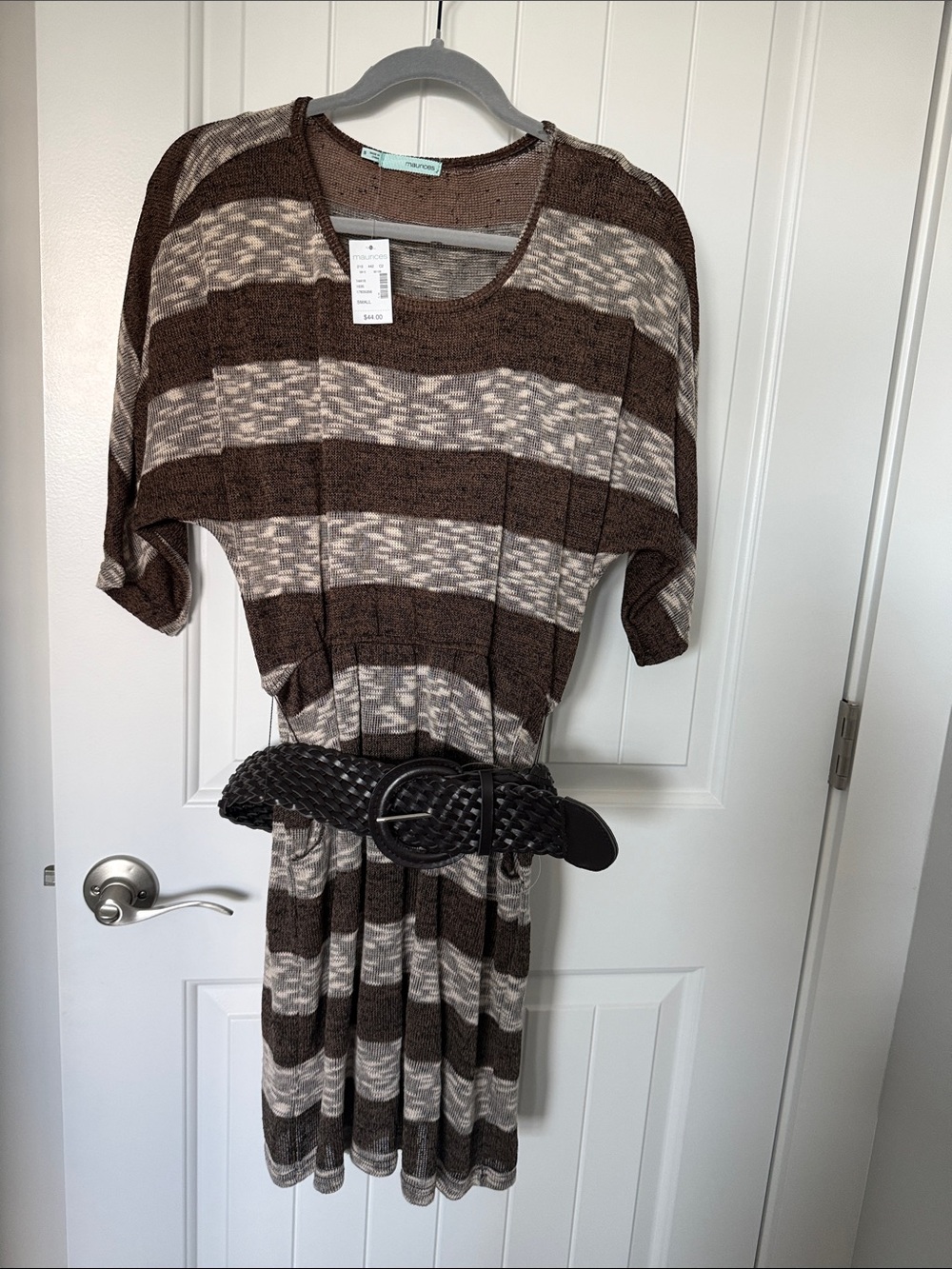 Maurices Brown and Cream Striped Midi Dress